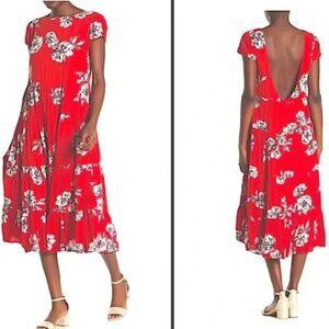 Free People Rita Floral Print Tiered Mini Dress Red Combo - Size M- Like New